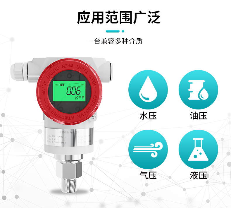 米科MIK-P3000C高精度單晶硅壓力變送器應(yīng)用范圍廣